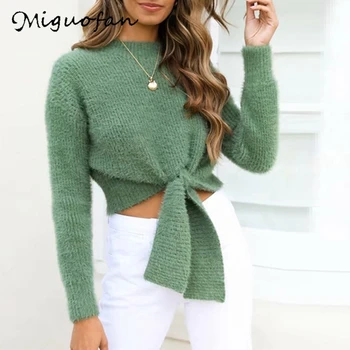 

Huaxiafan crop sweaters sexy women short sweaters bow bandage jumpers long sleeve pullovers sexy jumpers female sweaters 2019
