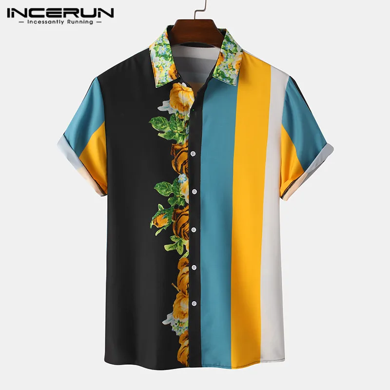 Camisa hawaiana de manga corta con estampado para Hombre, blusa de calle transpirable con solapa, informal, 2021