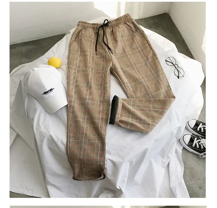 Harajuku плед Broek voor vrouwen Broek уличная одежда Vrouw Harembroek Herfst Dames Causale Broek плюс размер брюки женские