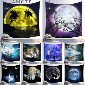 

Bohemian Series Polyester Soft Moon Tapestry Beach Towel Wall Hanging Background Cloth Printed Tapestries Home Decoration Dossal