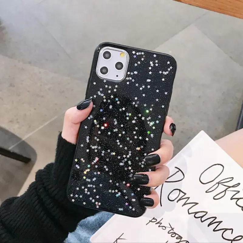 Прозрачный блестящий чехол со звездами для iphone 12 11 Pro XS MAX mini se 2020 7 8 plus XR мягкий из
