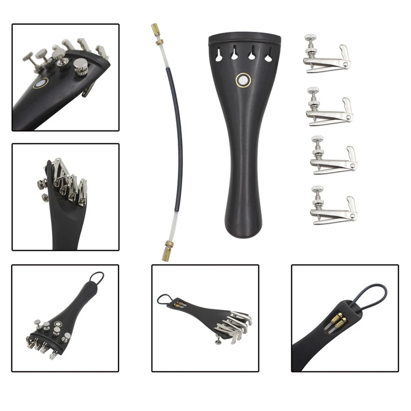 Set Instrument Tailpiece+Tail Rope+Fine-Tuning for 3/3 4/4 Violin Parts