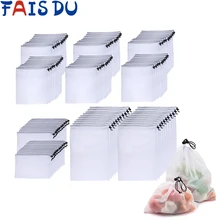 30/50/100 шт. многоразовые овощи фрукты на заказ сумки сетки на красочных лентах моющиеся эко-сумки для хранения игрушек всякой всячины