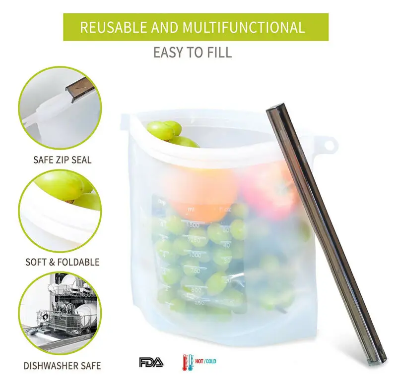 

Reusable Silicone Vacuum Seal Food Fresh Bag Fruit Meat Milk Storage Containers Refrigerator Bag Ziplock Kitchen Organizer