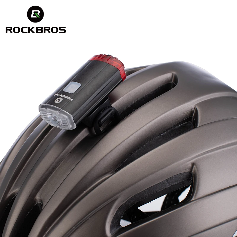 Perfect ROCKBROS Cycling Bike Light Duplex Integrates Both Headlight and Safety Light USB Rechargeable MTB Helmet Front Handlebar Light 5