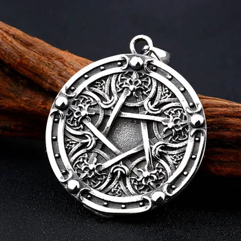 

Pentacle punk biker rock pendant necklace stainless steel cool heavy fashion men jewelry