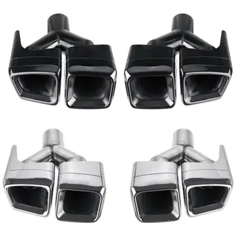 

1Pair Exhaust Muffler Pipe Dual Tips Tail Stainless Steel Trim Tail Throat For Mercedes GL X164 2015-18