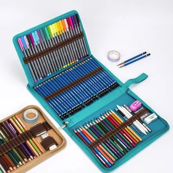 

Pencil Bag Folding Pencil Case Three Specifications Zipper Canvas Storage 32 Holes Art Supplies Canvas Pencil Curtain