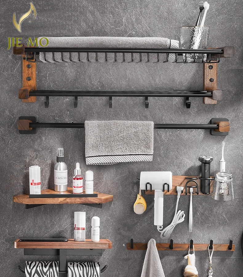 Walnut Bathroom hardware pendant towel bar towel ring paper holder shelf for selection