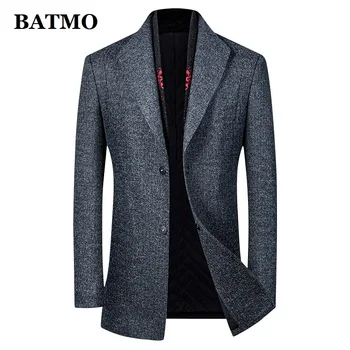 

BATMO 2020 new arrival autumn high quality wool casual striped trench coat men,men's wool jackets,plus-size M-4XL 6603