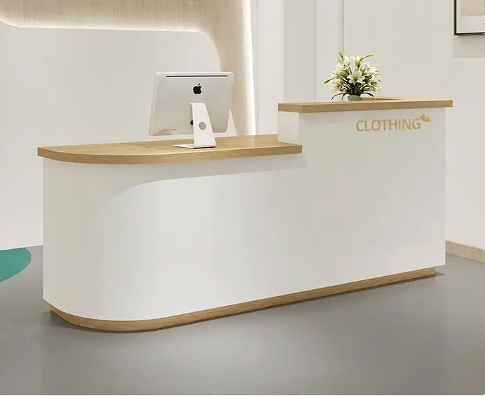 Curved clothing milk tea women's clothing store bar counter cashier beauty salon small reception desk reception counter
