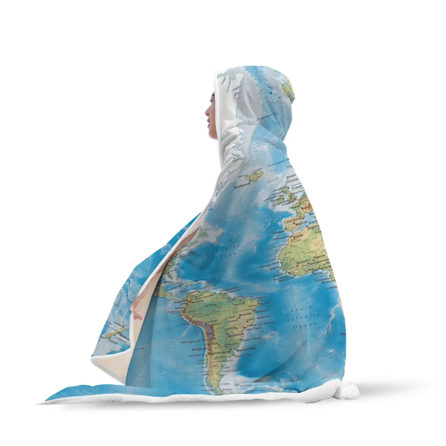 3D принт карта мира коралловый флис с капюшоном одеяло для взрослых мягкое пушистое одеяло s Теплый носимый флис Толстовка плед
