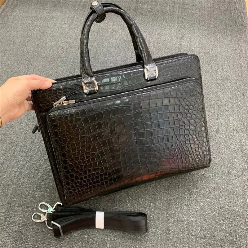

Authentic Exotic Crocodile Belly Skin Men's Business Briefcase Genuine Alligator Leather Male Large Working Totes Purse Handbag