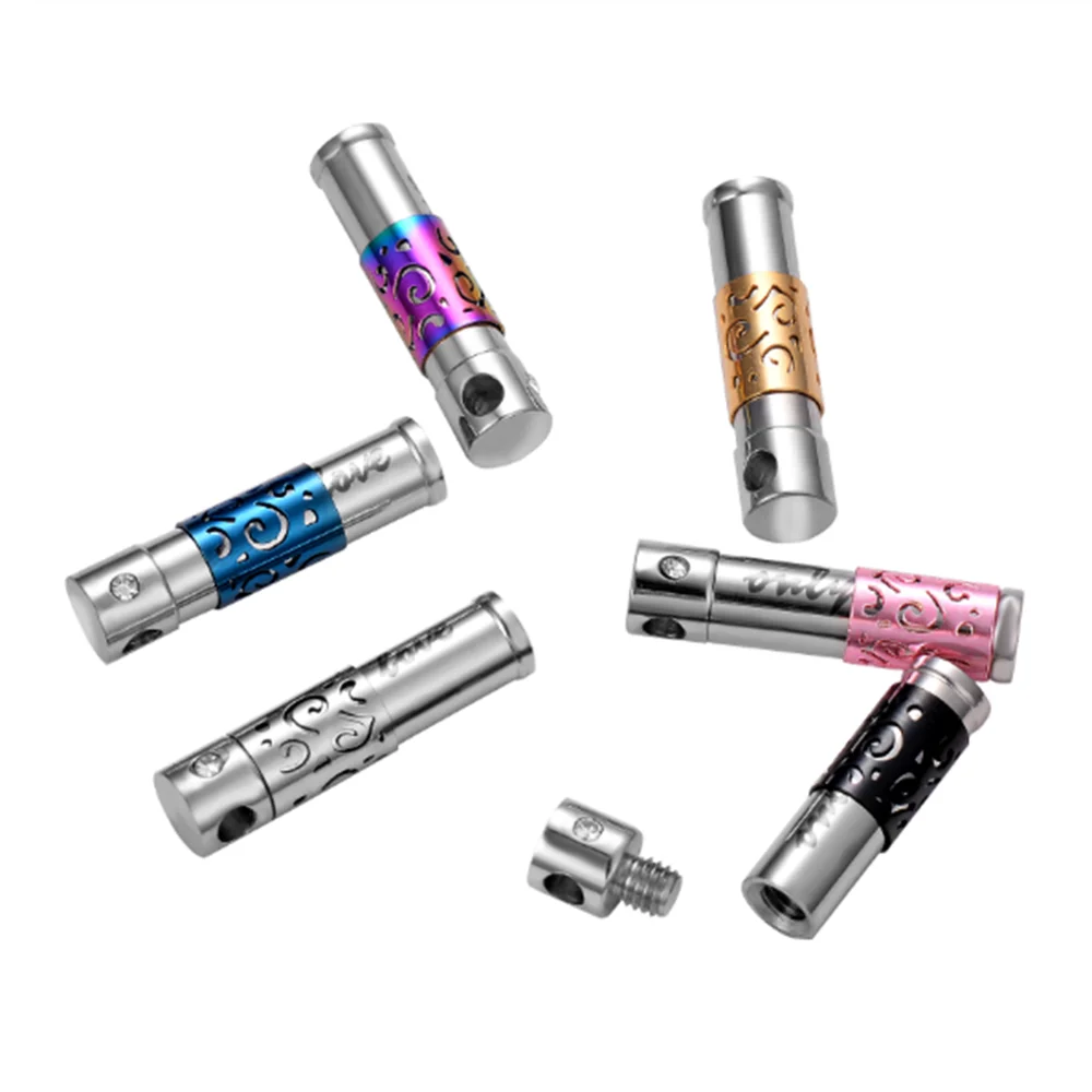 Fashion Stainless Steel Cylinder Memorial Screw Opens Urn Pendant Necklace Cremation Jewelry for Ashes (Only Love) cremation urn