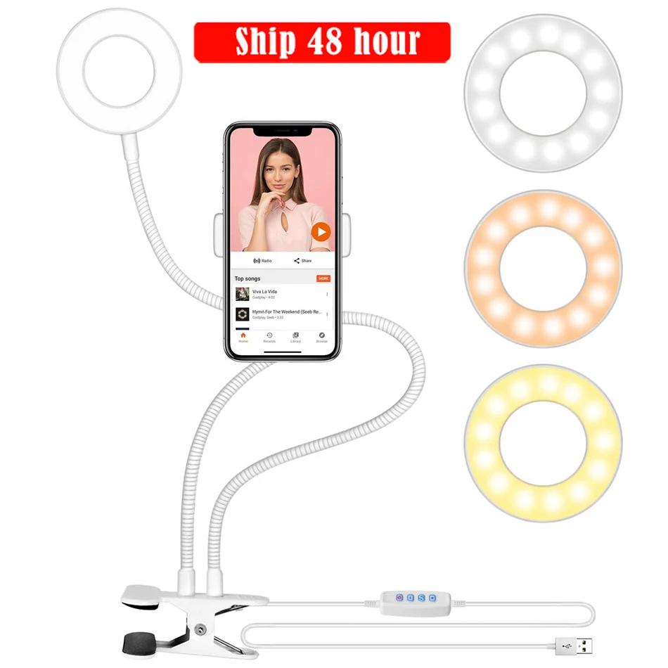 

Photo Studio Selfie LED Ring Light with Cell Phone Mobile Holder for Youtube Live Stream Makeup Camera Lamp for iPhone Android