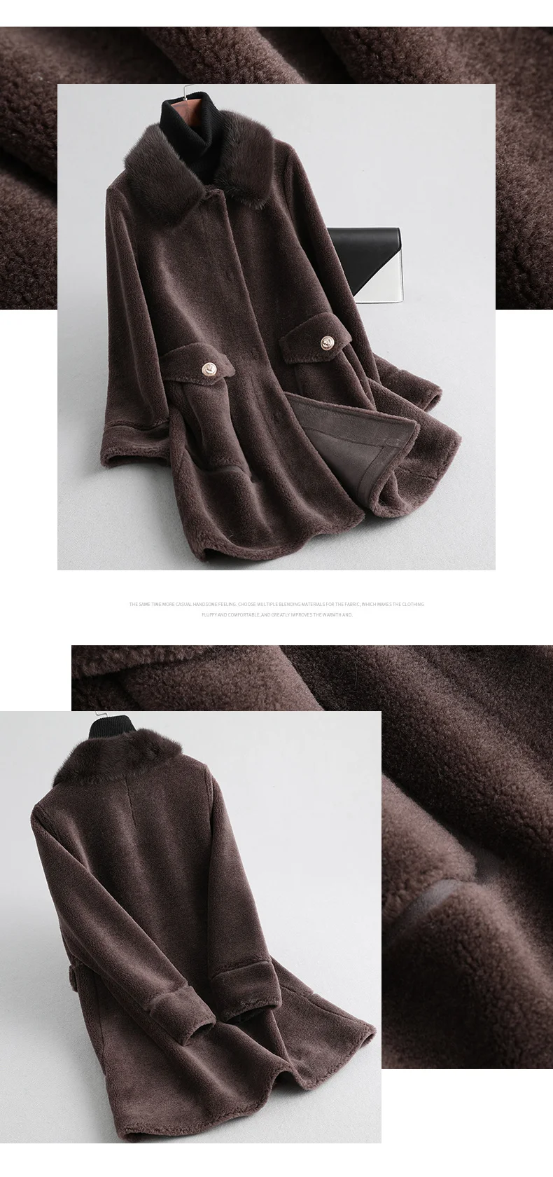 AYUNSUE Wool Coat Winter Coat Women Real Fur Coat Female Mink Fur Collar Sheep Shearling Jacket Korean Long Coats MY4578
