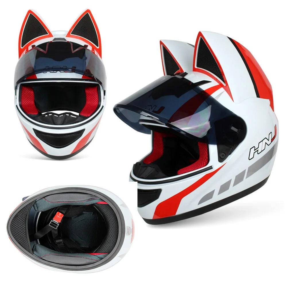 Casco Moto donna Casco integrale Moto Casco Motocross Moto equitazione con  personalità orecchie di gatto 8 colori per 4 stagioni - AliExpress