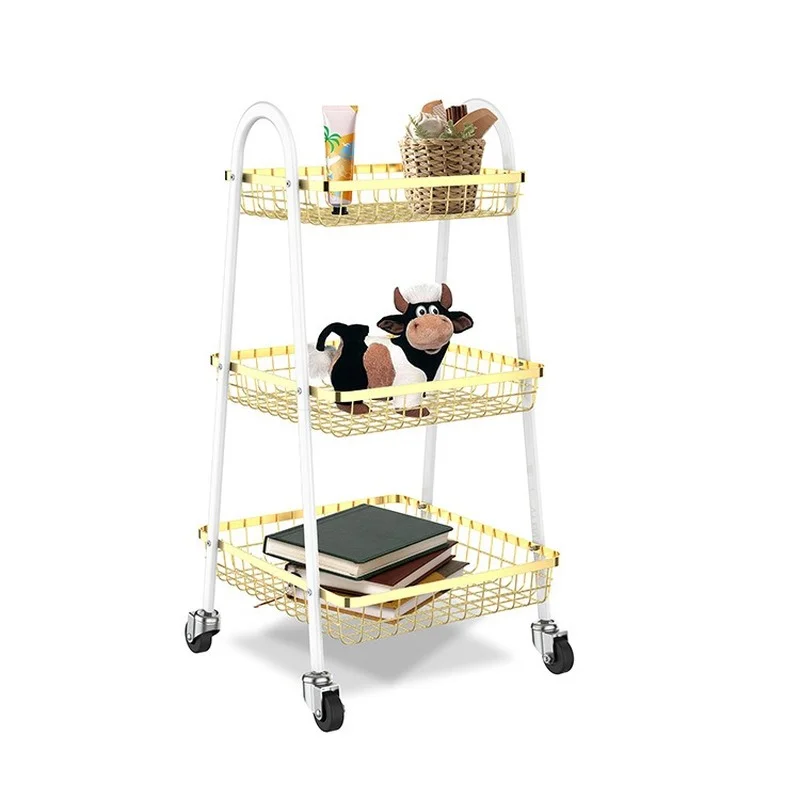 Три этажа сетчатая корзина тележка Ванная комната Спальня стеллаж для хранения