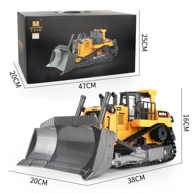 HUINA 1:16 Remote Control Truck 8CH RC Bulldozer Machine Control Car Toys for Boys Engineering Christmas Gifts With Original Box