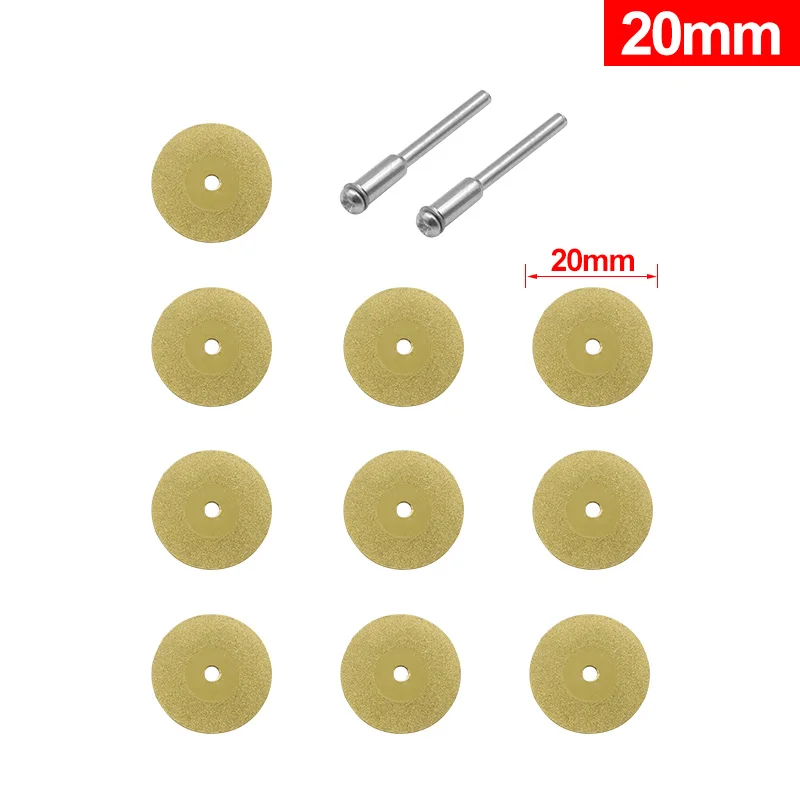 20mm 12pcs 12 шт. 1 Набор 16-60 мм Алмазная Пила дисковая режущий диск роторный инструмент титановое покрытие Алмазная режущий диск - Цвет: 20mm 12pcs