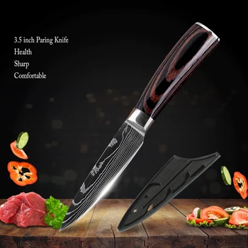 

Zemen Fruit Knife 3.5 inch Carving Kitchen Knives Razor Sharp High Carbon Stainless Steel Pakkawood Handle Paring Cuttlery Tool