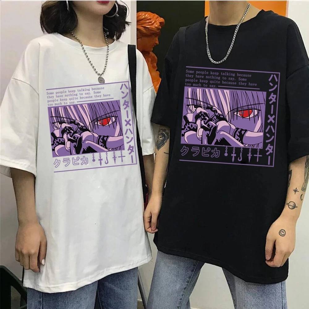 Japanese Anime Hunter X Tops Women T-shirt Killua FREECSS Printing Oversize Short sleeve Tee Harajuku Loose Streetwear | Женская одежда