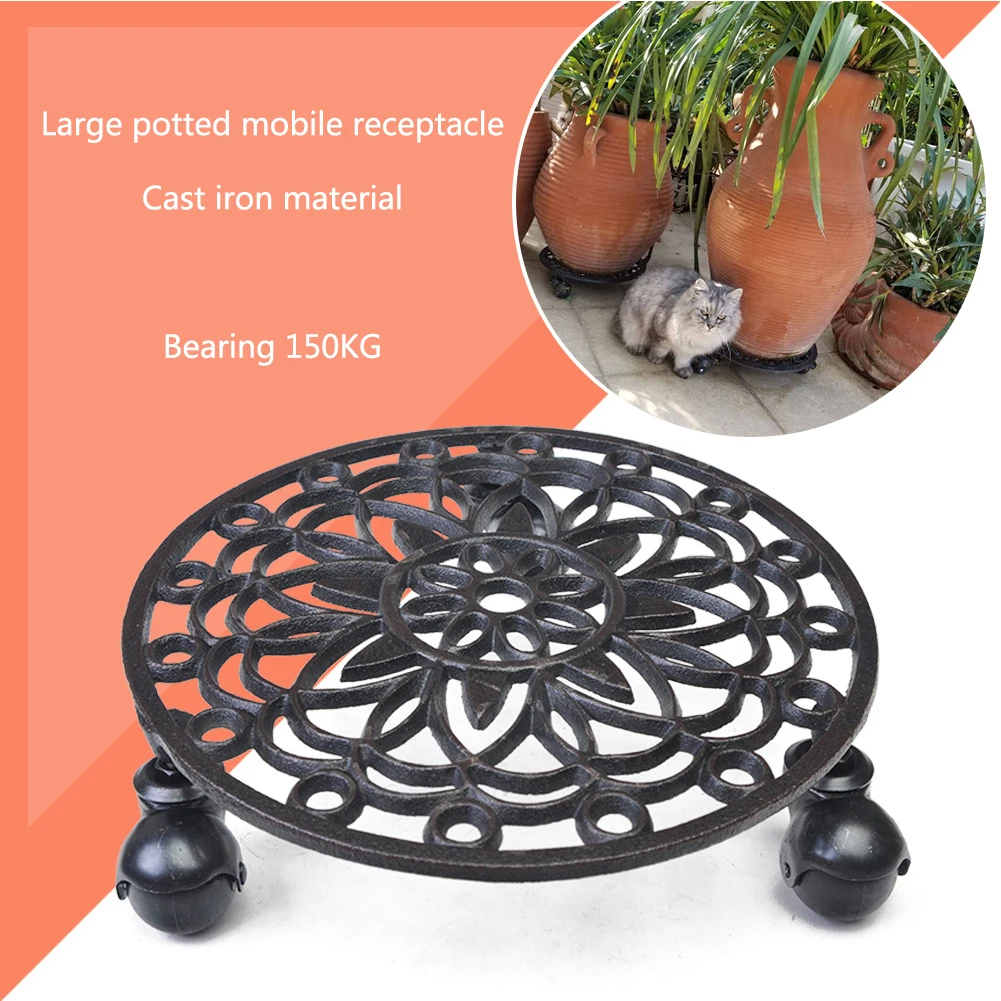 

Low Noise Durable Pallet Saucer Lock Wheel Holder Plant Stand Moving Rolling Casters Cast Iron Tray Modern Flower Pot