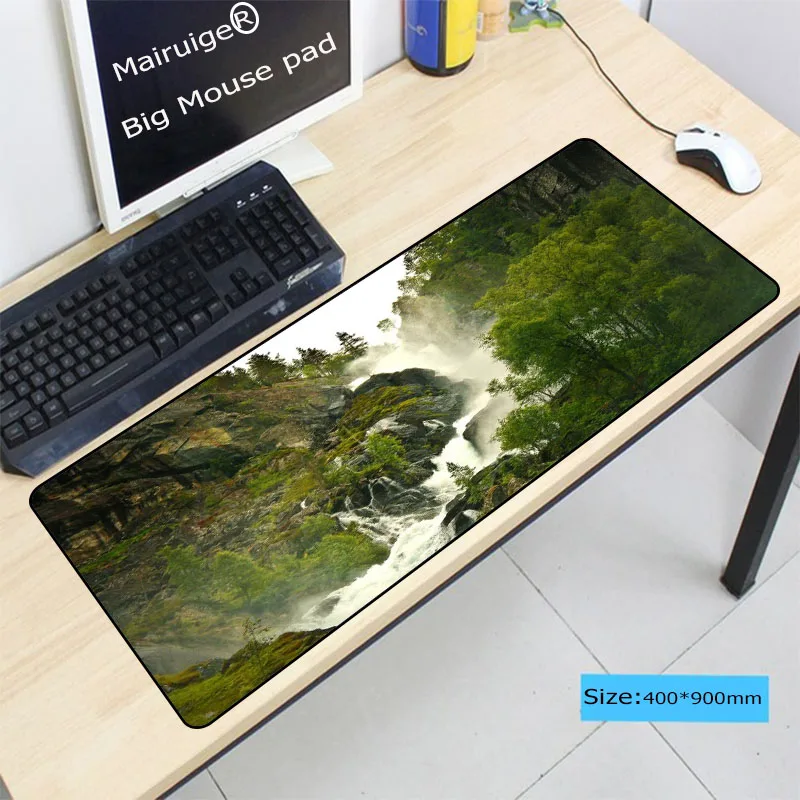  Waterfall Scenery 400x900x3mm Large Gaming Mouse Pad Gamer Locking Edge Mousepad Keyboard Mouse Mat