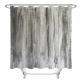 

Vintage Rustic Retro Wood Board Waterproof Fabric Shower Curtain Bathroom Hooks
