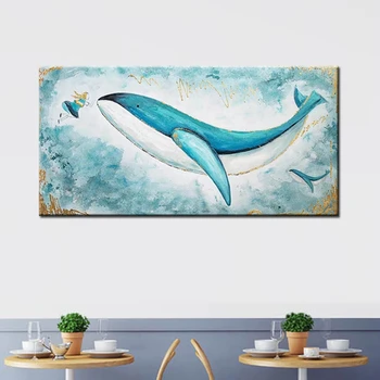 

Hand painted Girl And Dolphin Picture Painting Art Wall Oil Painting Canvas Art Kids Bedroom Decoration Piece Wall Art