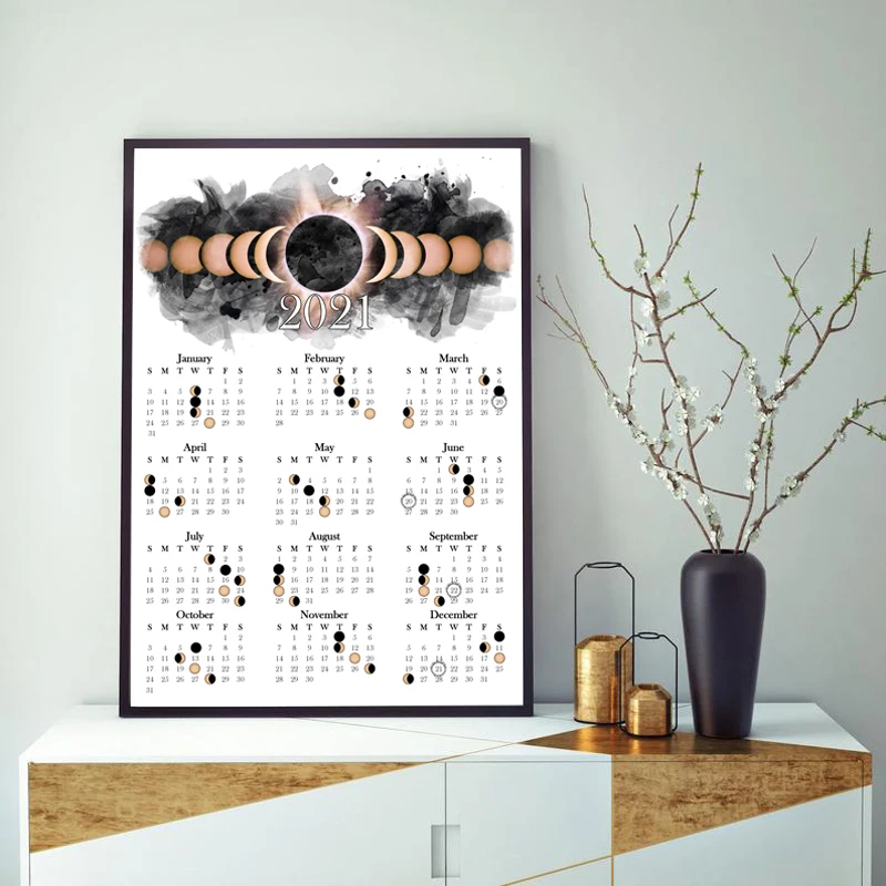 2021 Moon Phase Calendar Poster