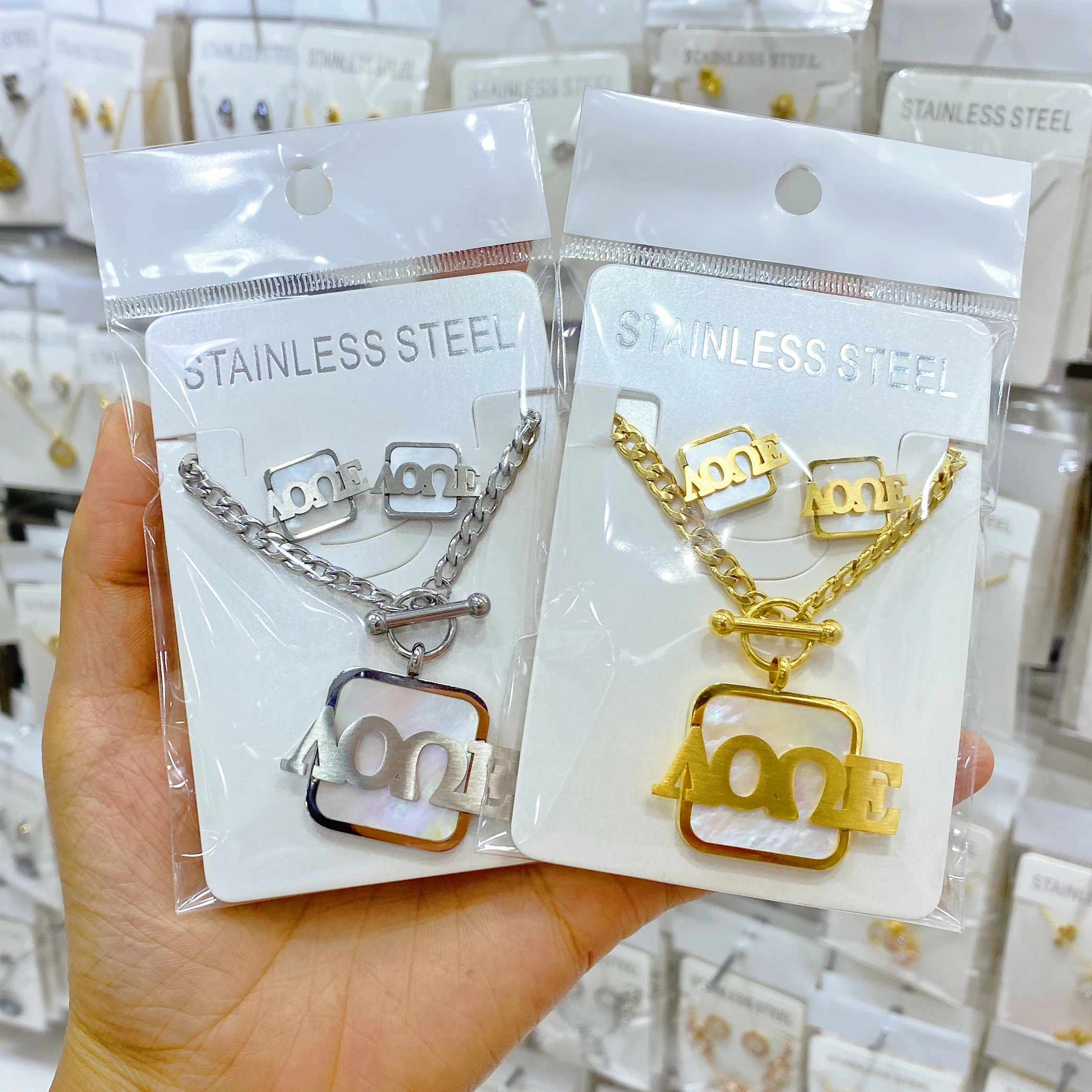 Горячая Распродажа наборы ювелирных украшений из нержавеющей стали женские