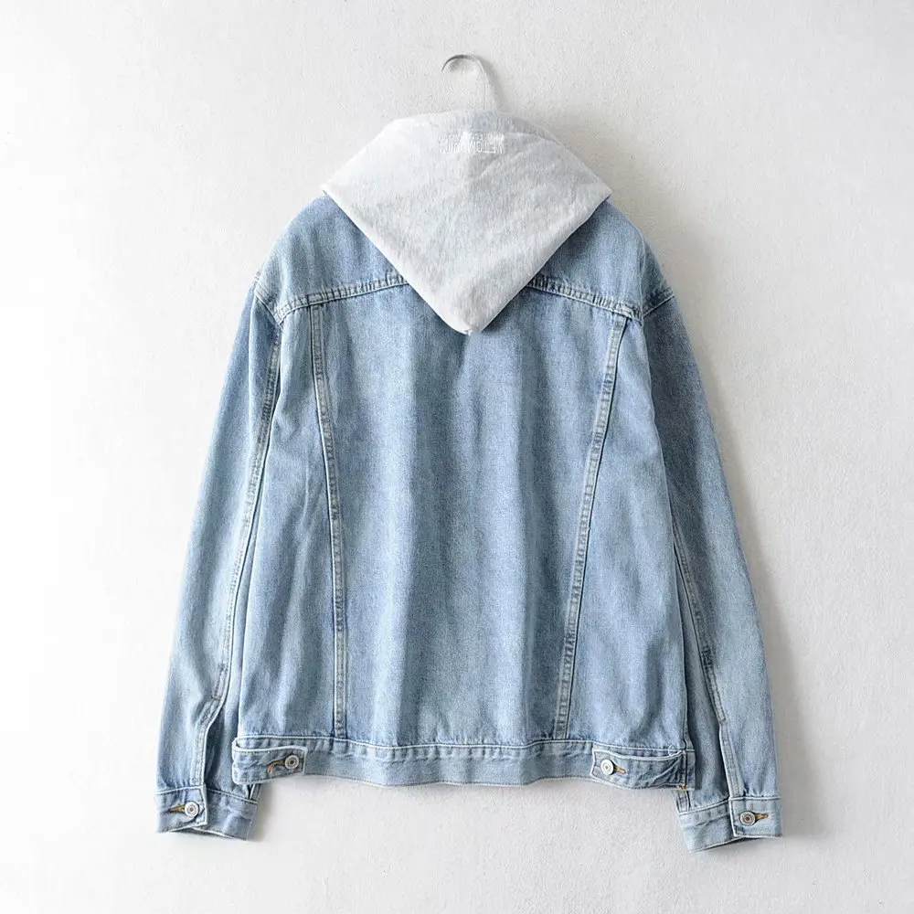 

2019 Autumn And Winter New Style Hooded Jeans Coat Deconstructable Slimming Versatile Denim Jacket Women's Fashion Street