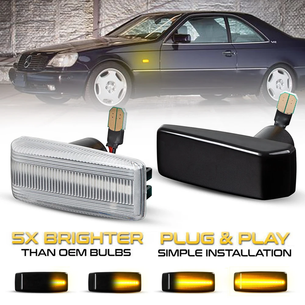 2Pcs Dynamic LED Side Marker Light Blinker Turn Signal Lamps For