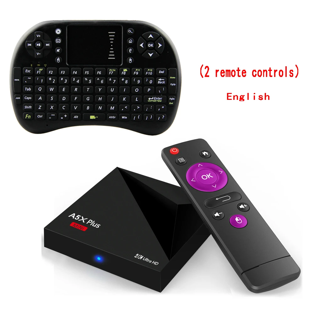 A5X плюс ТВ приставка RK3328 Android 8,1 4K HDR10 USB3.0 2 Гб 16 Гб двухдиапазонный Wifi LAN Bluetooth 4,0 HD медиаплеер A53 - Цвет: 16G with i8 keyboard