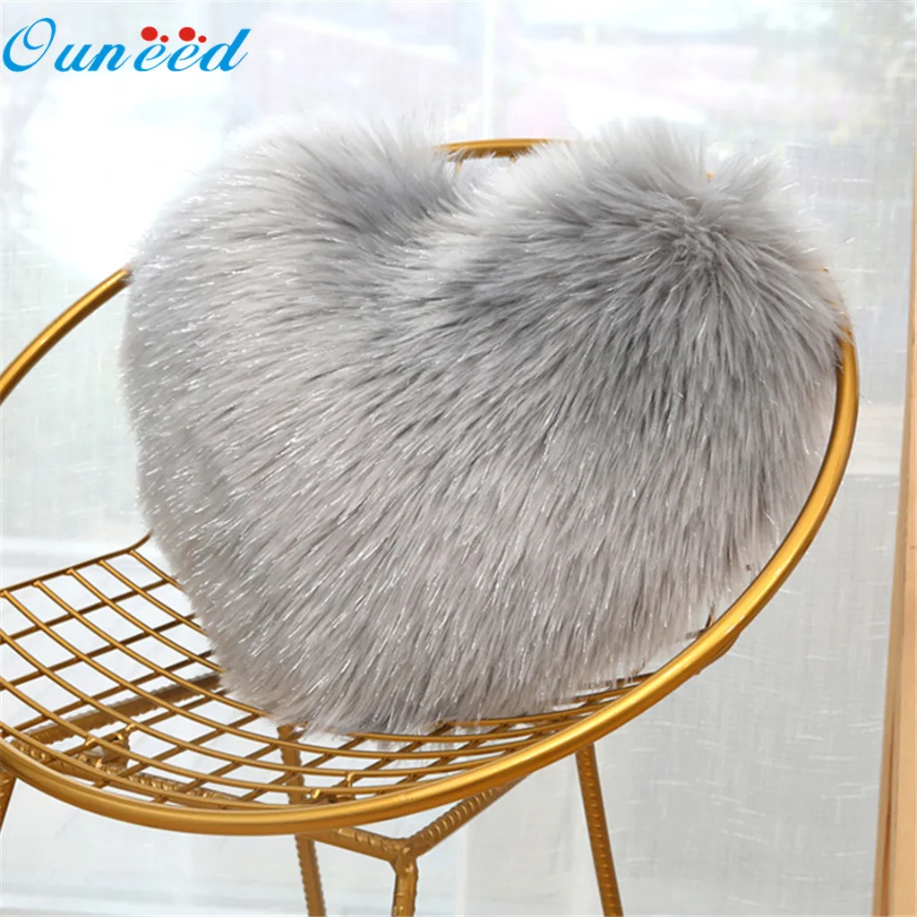 Ouneed Cushion Cover Heart shape Faux Fur throw Pillow Case Shaggy home decors Pillowcase animeative cojines almofadas drop ship | Дом и сад
