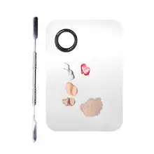 Professional Stainless Steel Mixing Cosmetic Makeup Palette with Spatula For Stamping Plates Polish Gel Foundation Eyeshadow