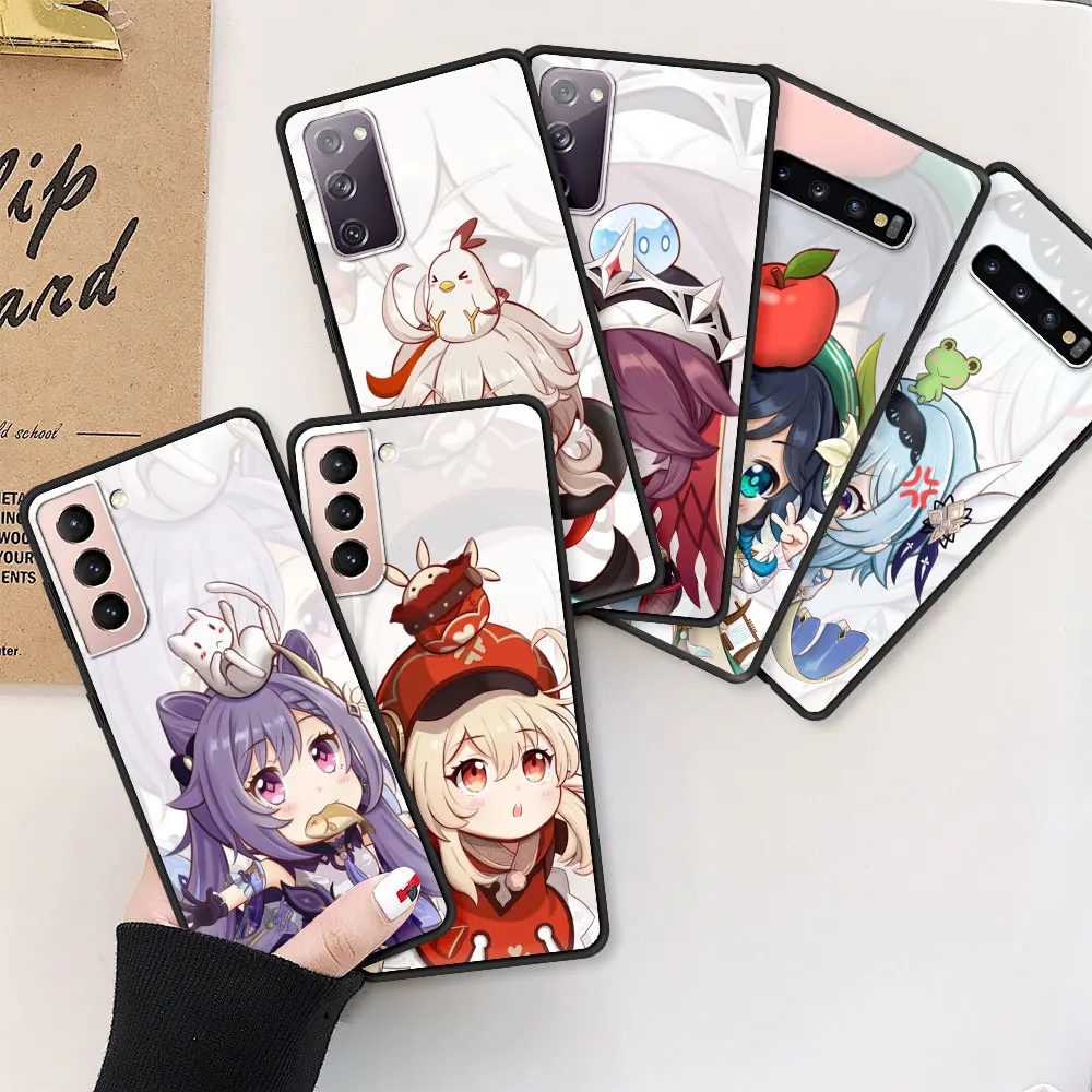 Мягкий чехол для Samsung Galaxy S20 FE S21 Ultra S10 Lite черный S9 S8 Plus S10e смартфона Genshin Impact