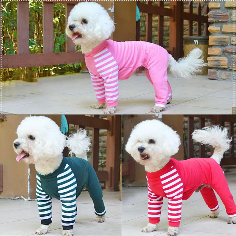

Striped Pet Dog Pajamas Four Feet Jumpsuit For Small Medium Dogs Sleepwear Puppy Chihuahua Cat Pjs XS S M L XL