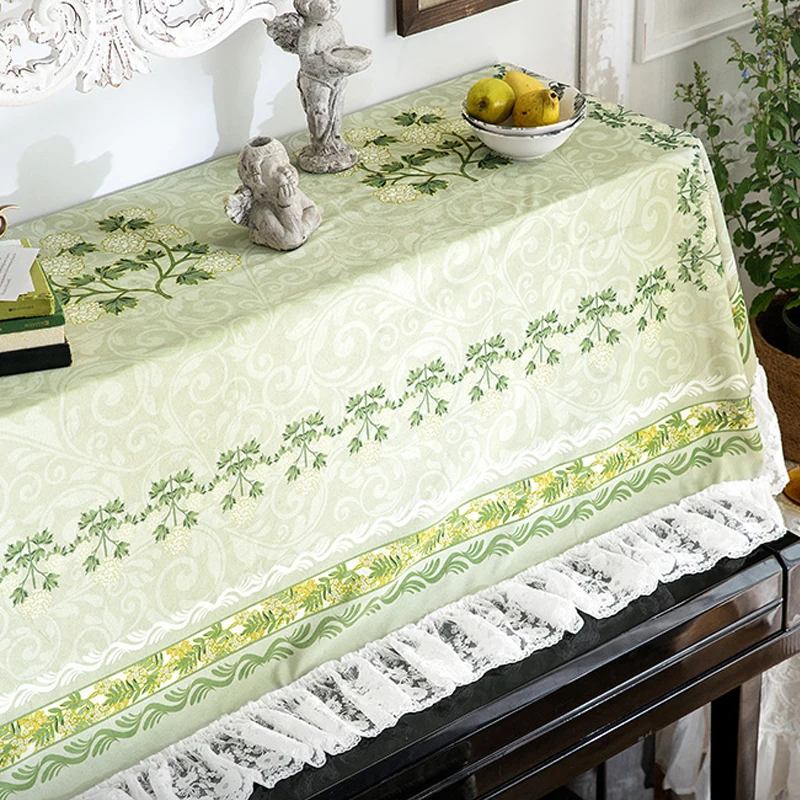 Light Green Piano Cover English Luxury Dust Cover Electronic Organ Cloth Piano Stool Full Pastoral Style