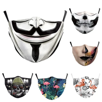 

Hombres/Mujer Mouth Mask Adult Cartoon Face Cover Casual Fashion Cotton Windproof Anti-Dust Anti Pollution Reusable Masks 20pcs
