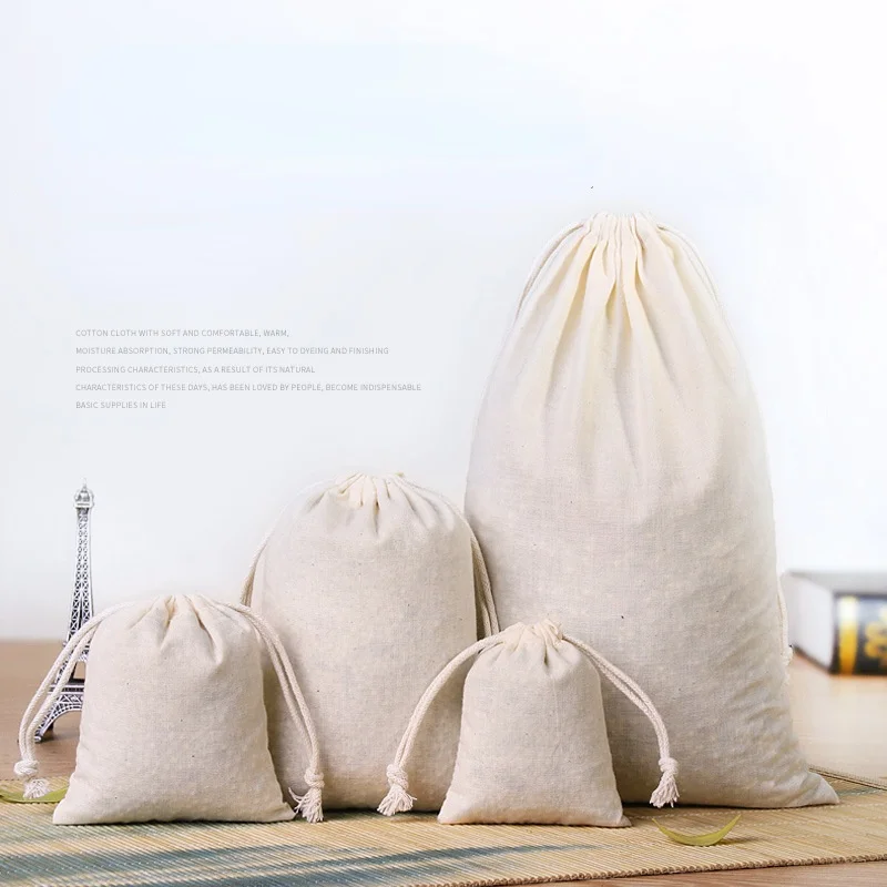 10pcs cotton bags gift drawstring pouch gift box packaging bags linen jewelry display Xmas wedding sack burlap bag Diy