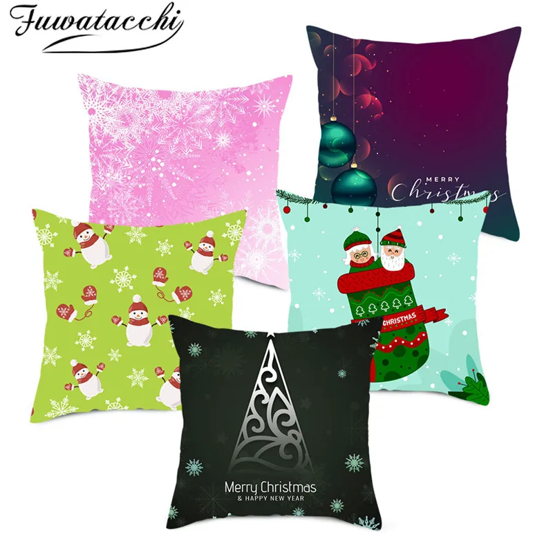 

Fuwatacchi Winter Style Cushion Covers Snowman Throw Pillow Covers for Home Chair Sofa Decoration Polyester Pillowcases 45X45cm