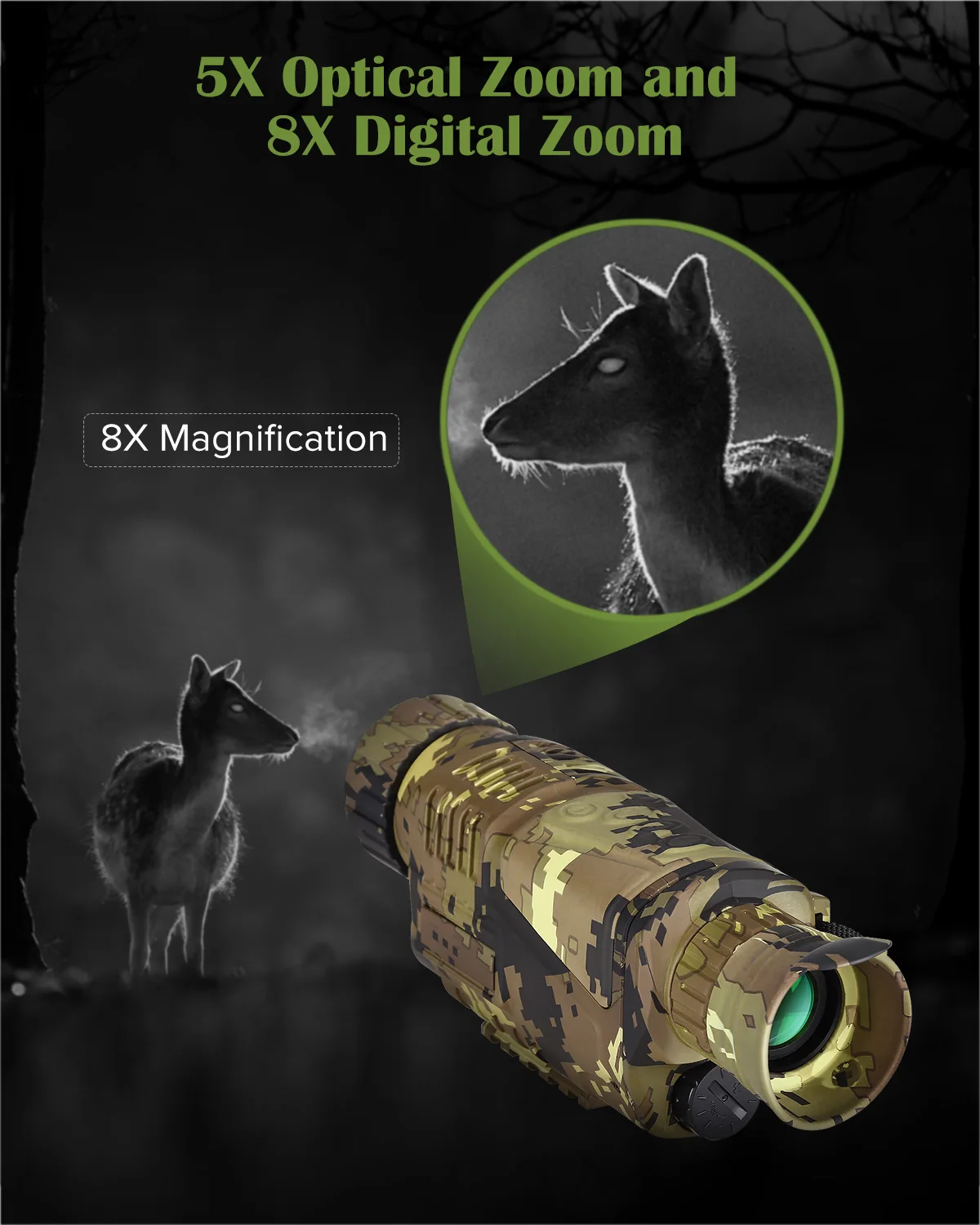 - Night Vision Monocular Binoculars 16G Infrared Digital Telescope 5x8 Optics Scope Photo Video Recording Outdoor Hunting Camera