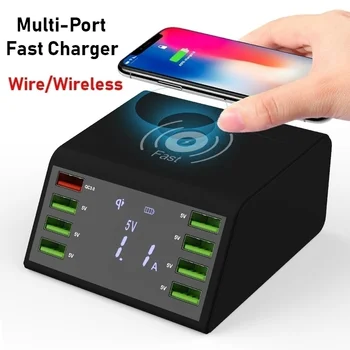 

Wireless USB Charger 60W LED Display Quick Charge 3.0 Fast Charging Station for IPhone X Samsung Huawei Nexus Mi Adapter