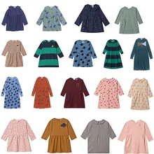 Новинка года; детское платье для девочек; детское платье с длинными рукавами; красивое ТРАПЕЦИЕВИДНОЕ ПЛАТЬЕ для детей; длинное детское платье в Корейском стиле