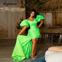 Eightree Vert Fluorescent Short Sleeves Evening Dresses A rabia V Neck Short Formal Club Party Prom Gowns New 2022 Vestidos