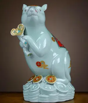 

Porcelain Rat Wish Year Mascot New Year Gift Living Room Study Decoration