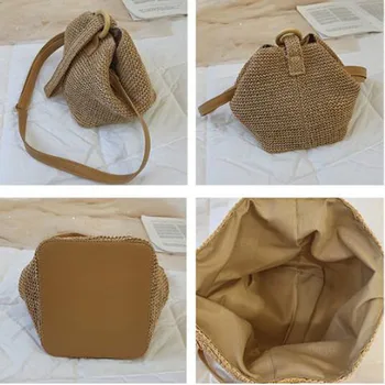 

Casual Women Boho Woven Handbag Tote Shoulder Bags New Fashion Summer Beach Casual Straw Wicker Messenger Handbag