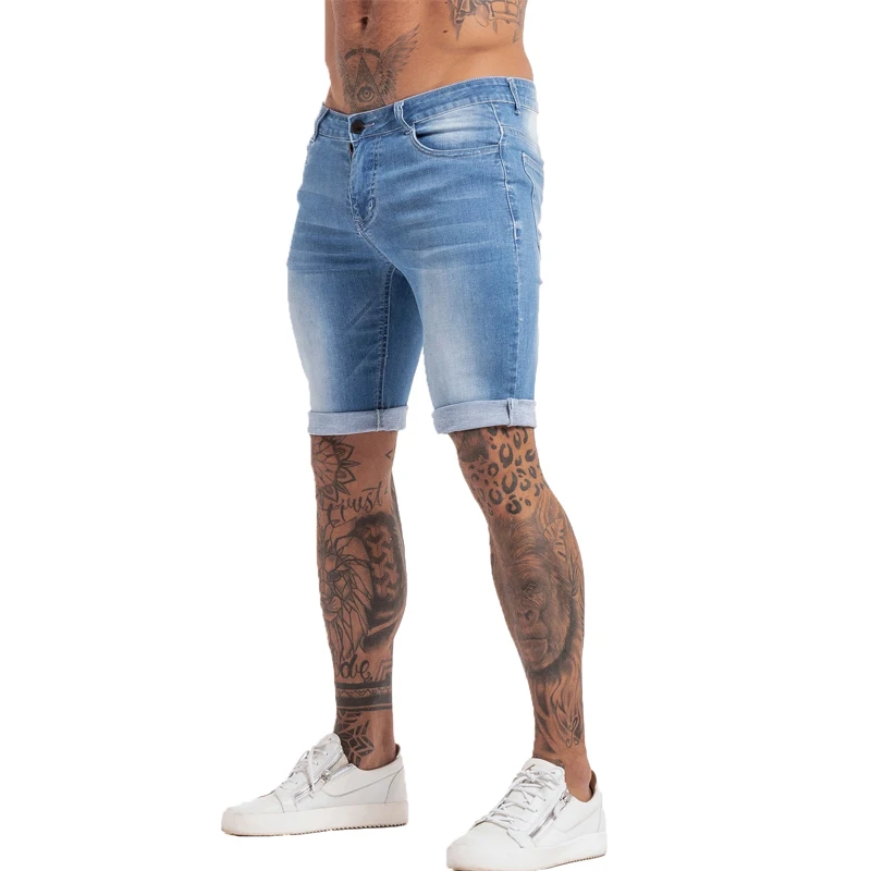 Summer Jeans Shorts Streetwear Mens Elastic-Waist Ripped Eu-Size Casual for Dk08